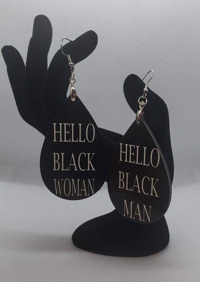 Hello Black Earrings